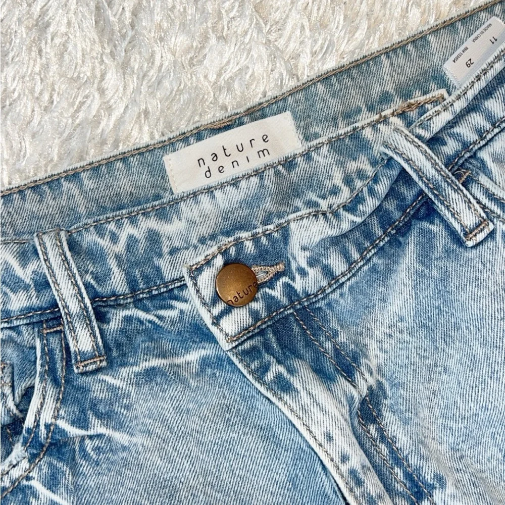 Nature Denim Light Wash Distressed Wide leg Jeans - Picture 4 of 10